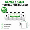 Yazarkasa / Termal Pos Rulosu 56 MM x 16 MT 100 Adet