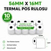 Yazarkasa / Termal Pos Rulosu 56 MM x 16 MT 10 Adet