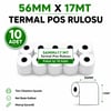 Yazarkasa / Termal Pos Rulosu 56 MM x 17 MT 10 Adet