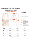 Boyundan Bağlama Detaylı Degaje Yaka Saten Bluz
