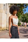 Degaje Yaka Sırt Detaylı Crop