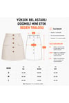 V YAKA CROP YELEK YÜKSEK BEL ASTARLI MİNİ ETEK İKİLİ TAKIM