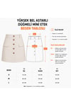V YAKA CROP YELEK YÜKSEK BEL ASTARLI MİNİ ETEK İKİLİ TAKIM
