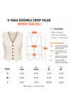 V YAKA CROP YELEK YÜKSEK BEL ASTARLI MİNİ ETEK İKİLİ TAKIM