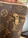 LOUIS VUITTON Hakiki deri paslanmaz çelik aksesuarlı çift askılı çanta
