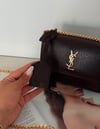YSL Tasarım Gold Çelik Askılı Toz Torbalı Deri Omuz Çantası