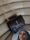 YSL Tasarım Gold Çelik Askılı Toz Torbalı Deri Omuz Çantası