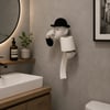 3D İnsan Figürlü Tuvalet Kağıdı Askılığı – Eğlenceli Banyo Dekoru Siyah