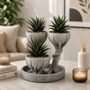 3D Üçlü Hand Of Tree Mermer Desenli Vazo