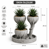 3D Üçlü Hand Of Tree Mermer Desenli Vazo