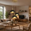 Beton Görünümlü İskandi̇nav Tarzi Led Toplu Avize – Salon ve Oturma Odası Aydınlatması 32 X 70 CM Siyah