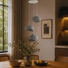 Beton Görünümlü İskandi̇nav Tarzi Salon Oturma Odası 3'lü Avize 32 X 70 CM Gri