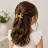 Glitter Detaylı Fiyonk Saç Tokası 2’li Set 6x3 cm Gold Simli