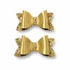 Glitter Detaylı Fiyonk Saç Tokası 2’li Set 6x3 cm Gold Simli