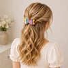 Glitter Detaylı Fiyonk Saç Tokası 2’li Set 6x3 cm Renkli Simli