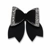 Glitter Detaylı Fiyonk Saç Tokası 9x8 cm Siyah - Gri