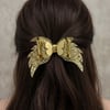 Işıltılı Glitter Tasarımlı Fiyonk Saç Tokası Gold