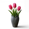 Lotus 3D Dekorati̇f Vazo 18 cm Gri