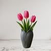 Lotus 3D Dekorati̇f Vazo 18 cm Gri