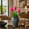 Lotus 3D Dekorati̇f Vazo 18 cm Gri