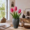 Lotus 3D Dekorati̇f Vazo 18 cm Gri