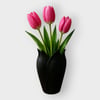 Lotus 3D Dekorati̇f Vazo 18 cm Siyah