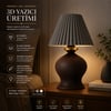 Luxury Tasarımlı Abajur – Yatak Odası ve Çocuk Odası İçin Dekoratif Aydınlatma 31x45 CM Üst Gri Alt Kahverengi