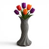 Plasti̇k İskandi̇nav Bohem Kadin Plasti̇k 3D Vazo 22 CM Gri