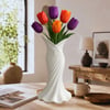 Plasti̇k İskandi̇nav Bohem Kadin Plasti̇k 3 D Vazo 22 CM Beyaz
