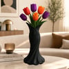 Plasti̇k İskandi̇nav Bohem Kadin Plasti̇k 3D Vazo 22 CM Siyah