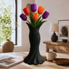 Plasti̇k İskandi̇nav Bohem Kadin Plasti̇k 3D Vazo 22 CM Siyah