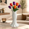 Plasti̇k İskandi̇nav Bohem Kadin Plasti̇k 3 D Vazo 22 CM Beyaz