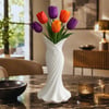 Plasti̇k İskandi̇nav Bohem Kadin Plasti̇k 3 D Vazo 22 CM Beyaz