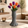 Plasti̇k İskandi̇nav Bohem Kadin Plasti̇k 3D Vazo 22 CM Gri