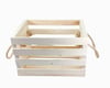TIGEA Doğal Ahşap Halat Kulplu Dekoratif Kasa 30x23x19 cm Çok Amaçlı Organizer Açık Renk