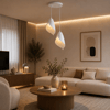 Yaprak Şekilli Beton Dokulu Salon / Oturma Odası İkili Sarkıt Avize