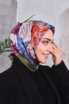 Çiçek Desenli Rayon Parlak Eşarp