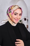 Çiçek Desenli Rayon Parlak Eşarp