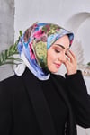 Çiçek Desenli Rayon Parlak Eşarp
