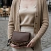 Celeste Bag Acı Kahve Fular ve Zincir Detaylı Kadın Omuz Çantası