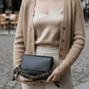 Celeste Bag Siyah Fular ve Zincir Detaylı Kadın Omuz Çantası
