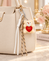 Ekru Love Teddy Ayıcık Figürlü İpli Çanta Charmı