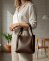 Elara Tote Bag Acı Kahve Kadın Omuz ve El Çantası