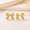 Gold Taş Detaylı Fiyonk Küpe