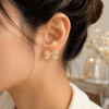 Gold Taş Detaylı Fiyonk Küpe