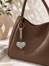 Gümüş Kalpli Taşlı Çanta Charmı – Kristal Bag Charm