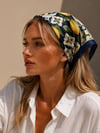 Limon Desenli Lacivert Bandana ve Fular