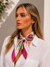 Pembe Çiçek Desenli Renkli Bandana ve Fular