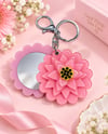 Pembe Lotus Çiçeği Aynalı Anahtarlık Çanta Charmı