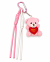 Pembe Love Teddy Ayıcık Figürlü İpli Çanta Charmı